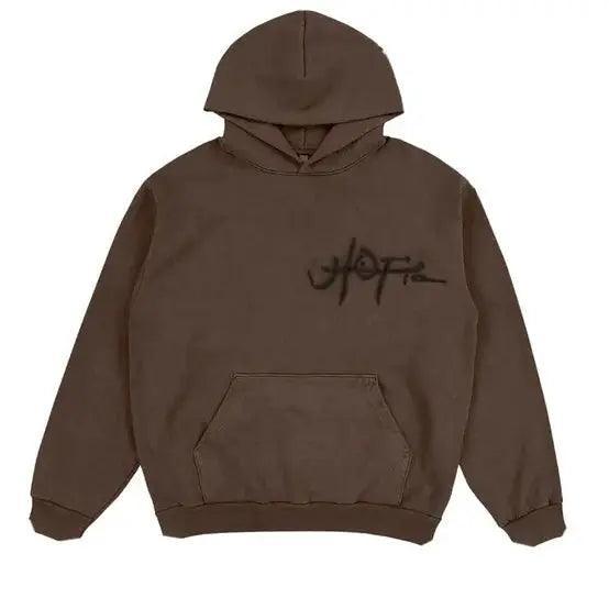 Sweat à capuche “Utopia” merch marron (M) - REIMÉ